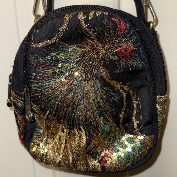 Colorful Cloud Design Handbags - Embroidered Sequin Crossbody Bag 3 zip compartments tp handle vintage unique EUC